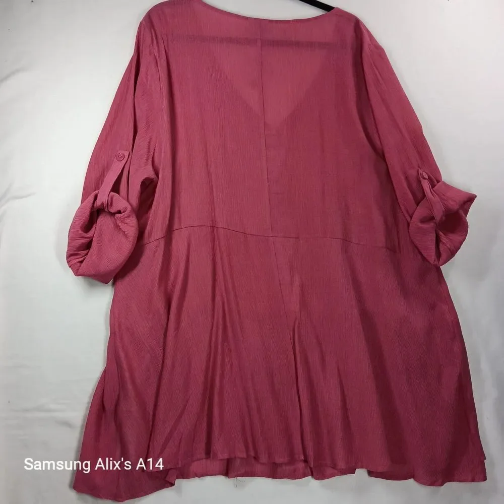 Zim & Zoe by‎ City Chic Raspberry Pink Plain Layered Tunic Top 3XL